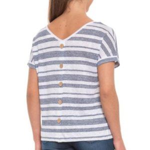 Christian Siriano Deep Pacific Wooden Button Linen Top M